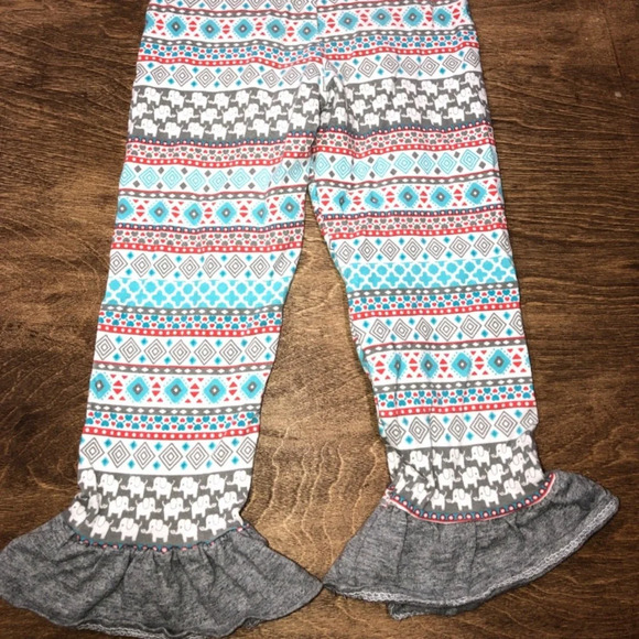 Nanette Kids Little Girls 4T Boho Ruffle Bell Bottom Pants - Picture 4 of 7